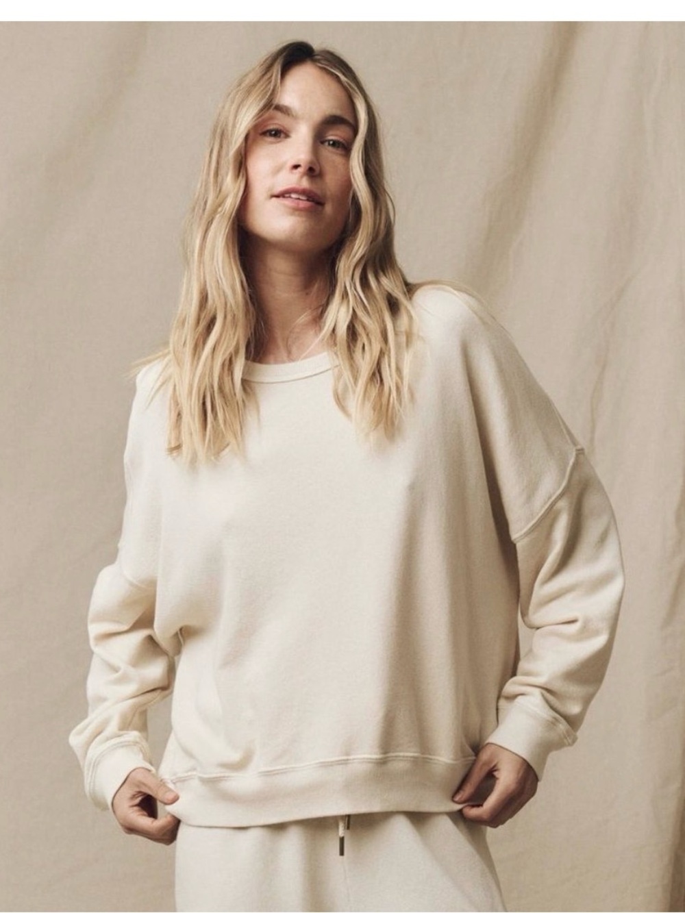 THE GREAT. Teammate Sweatshirt and Cropped Sweatpants Set, size L